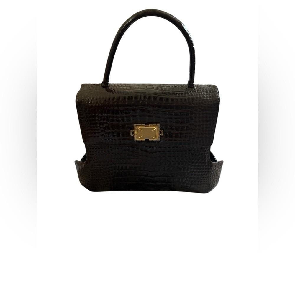 Vintage Prestige shine brown Crocodile-Embossed Handbag